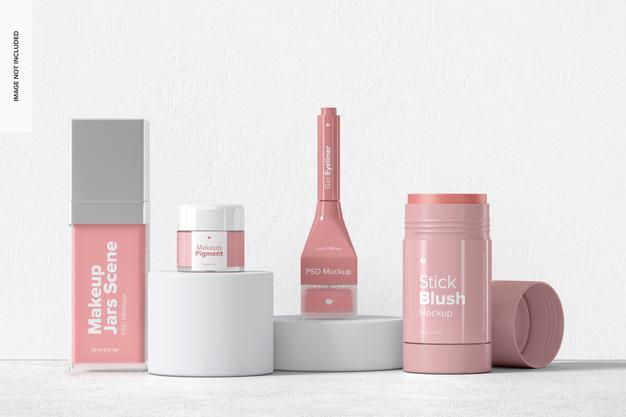 Free Makeup Jars Mockup, Front View Psd