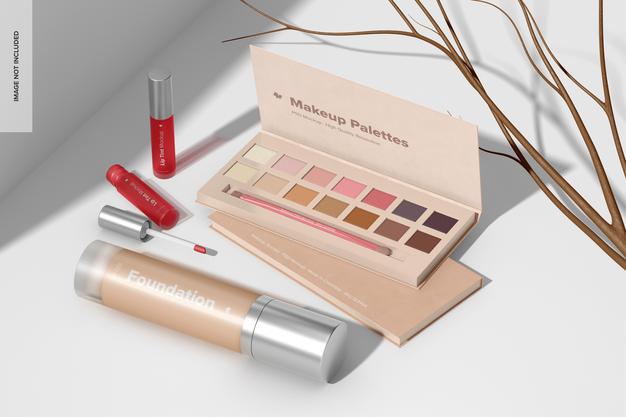 Free Makeup Palettes Mockup, Perspective View Psd