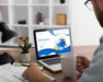 Free Man At Desk With Laptop Mock-Up Psd