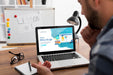 Free Man At Desk With Laptop Mock-Up Psd