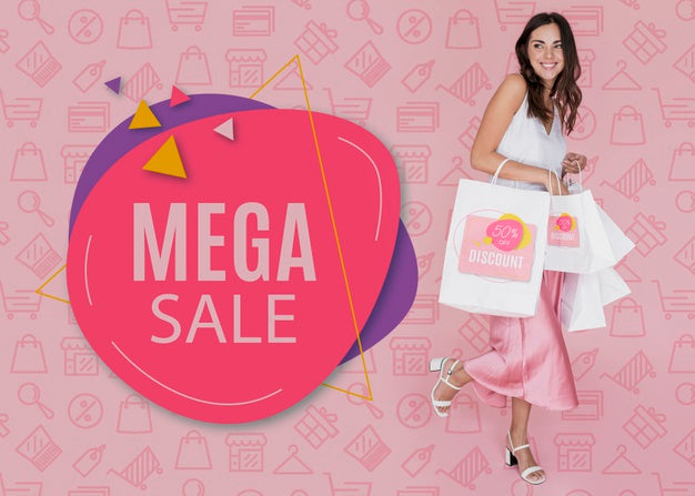 Free Mega Sales Available For Woman Section Psd