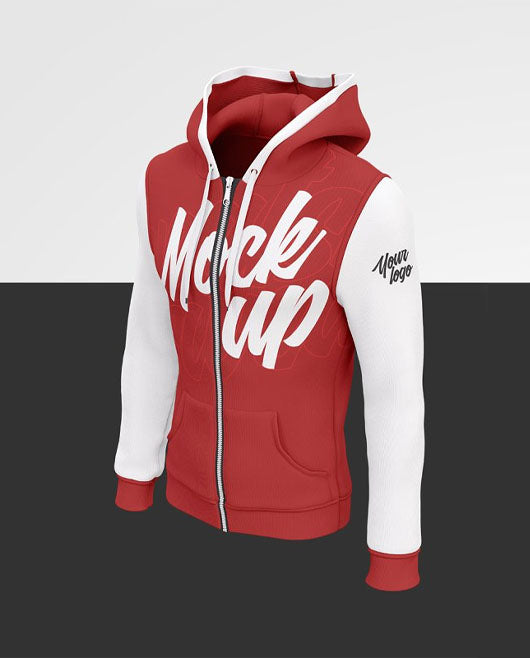Free Mens Full-Zip Hoodie Mockup Set