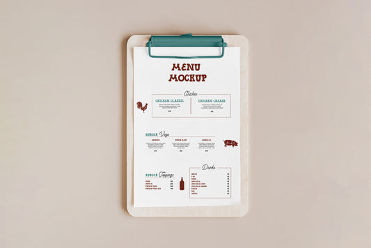 Free Menu Card Mockup