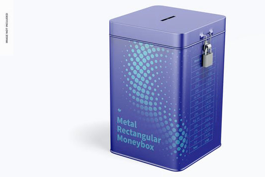 Free Metal Rectangular Moneybox Mockup Psd
