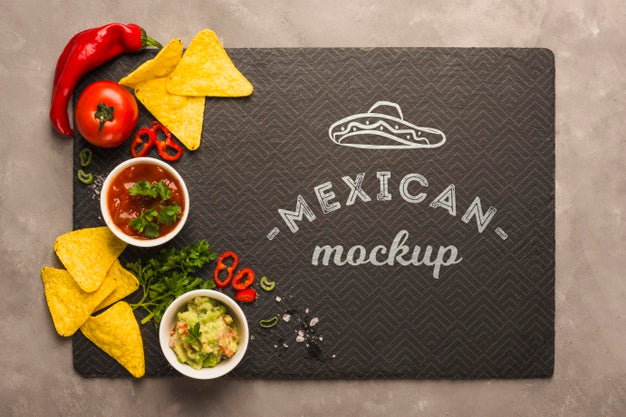 Free Mexican Restaurant Placemat Mockup With Ingredients On Top Psd