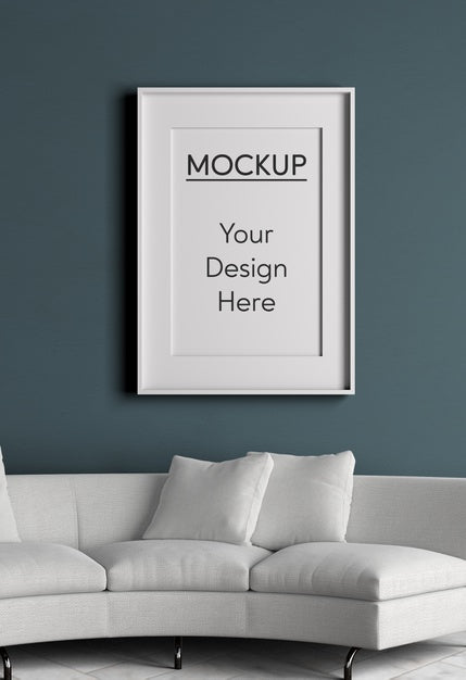Free Minimalism Concept With White Couch Psd