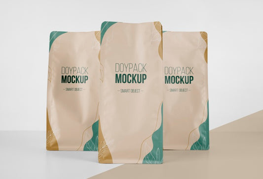 Free Minimalist Arrangement Of Doypack Mock-Up Psd