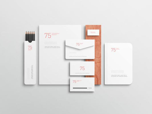 Free Minimalist White Stationary Set Mockup Psd