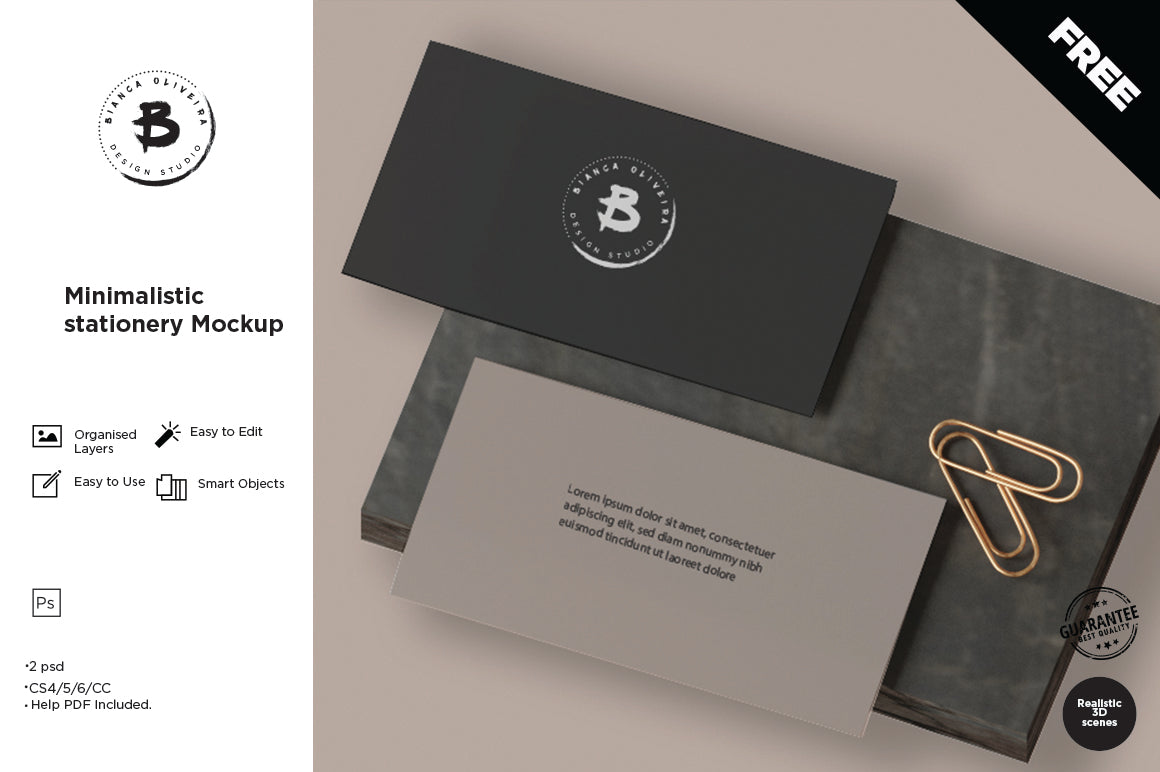 Free Minimalistic Stationery Mockup