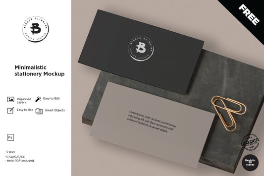 Free Minimalistic Stationery Mockup