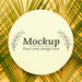 Free Mock-Up Card With Leaves Composition Psd
