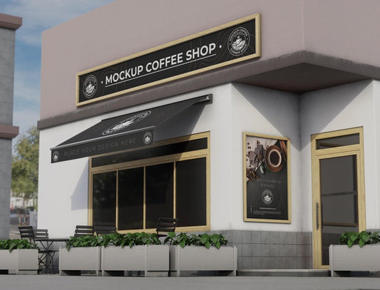 Free Mock-Up Corner For Shop Outdoors Psd