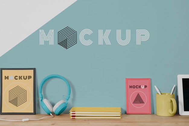 Free Mock Up Frame On Desk Psd