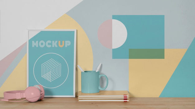 Free Mock Up Frame On Desk Psd