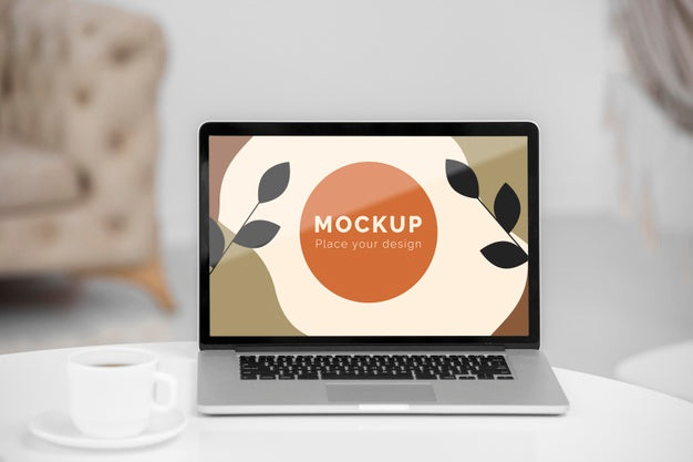 Free Mock Up Laptop In Bedroom Psd