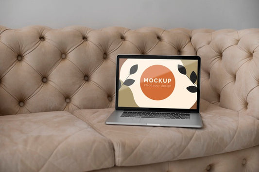 Free Mock Up Laptop In Bedroom Psd