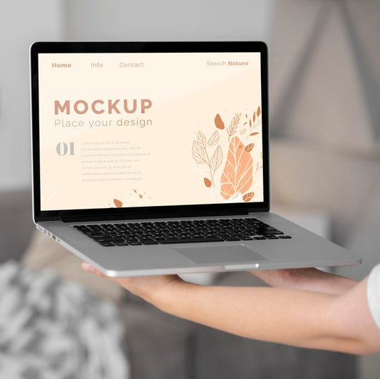 Free Mock Up Laptop In Bedroom Psd