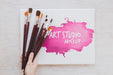 Free Mock-Up Painting Watercolors And Brushes Psd