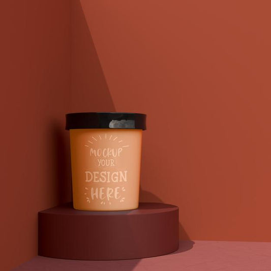 Free Mockup Cup Ice Cream. Packaging Template Mockup For Ice Cream, Yogurt, Pudding, Snack, Sweets, Dessert Psd
