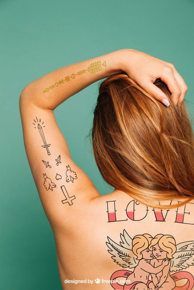 Free Mockup For Tattoo Art On Back Psd