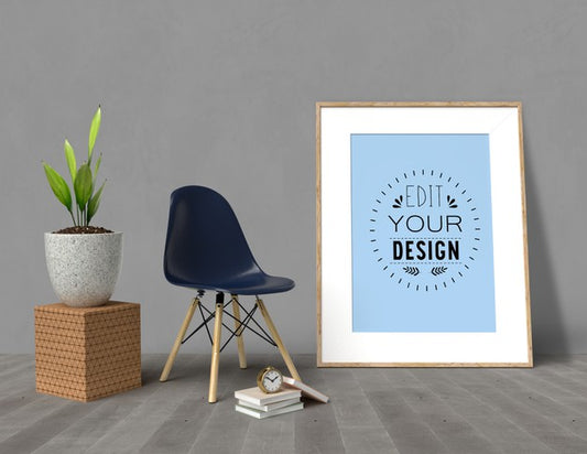 Free Mockup Poster Frame With Home Decorating In The Living Room Modern Interior. Psd
