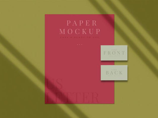 Free Modern Stationery Mock-Up Design For Branding, Corporate Identity, Graphic Designers Presentations With Shadow Overlay Psd