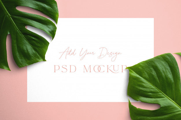 Free Monstera Leaves Frame Mockup Psd