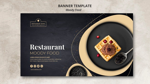 Free Moody Food Restaurant Banner Template Concept Psd