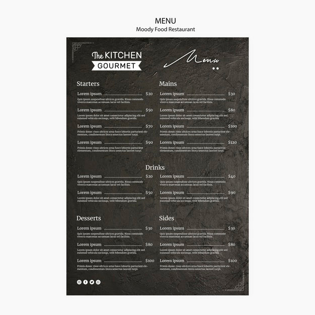 Free Moody Food Restaurant Menu Concept Mock-Up Psd