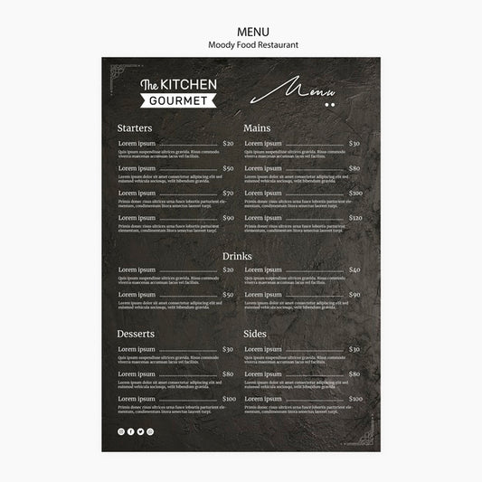 Free Moody Food Restaurant Menu Concept Mock-Up Psd