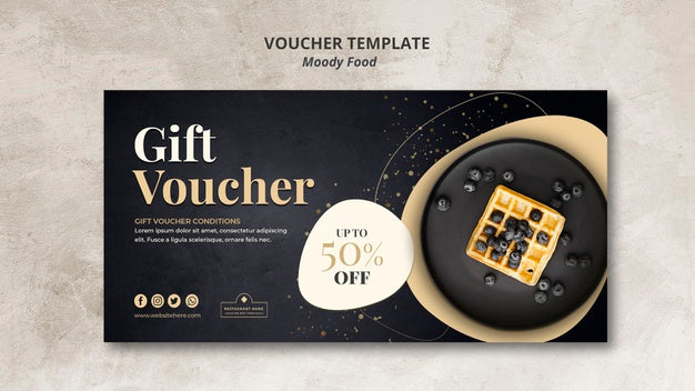 Free Moody Food Restaurant Voucher Template Concept Psd