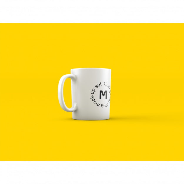 Free Mug On Yellow Background Mock Up Psd