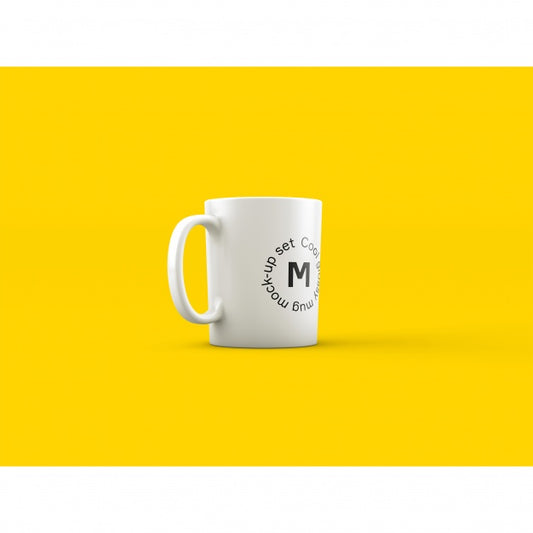 Free Mug On Yellow Background Mock Up Psd