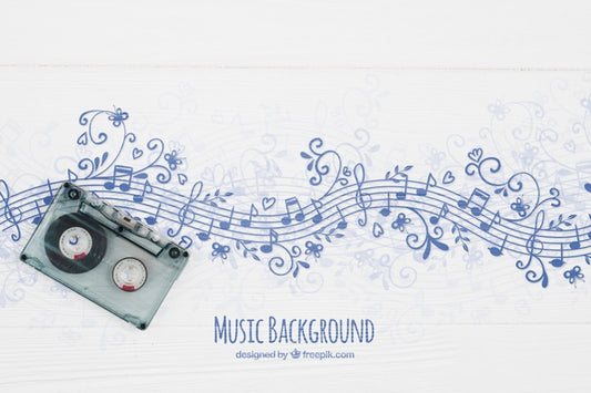 Free Musical Notes Background With Tape Psd