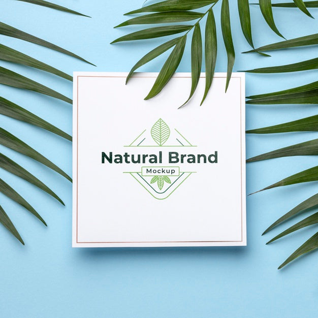 Free Natural Brand Mock-Up With Leaves Psd