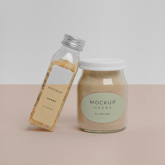 Free Natural Spices With Label Mock-Up Psd
