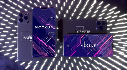 Free Neon Device Concept Mock-Up Psd