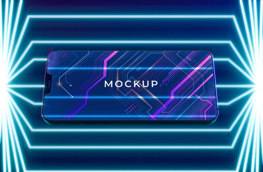 Free Neon Device Concept Mock-Up Psd