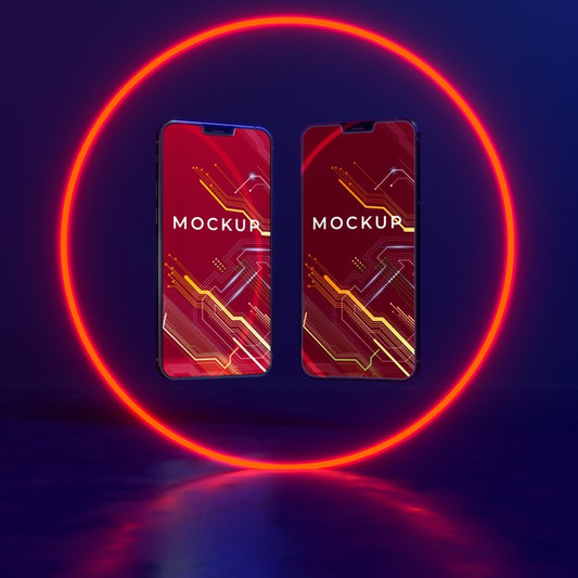 Free Neon Device Concept Mock-Up Psd