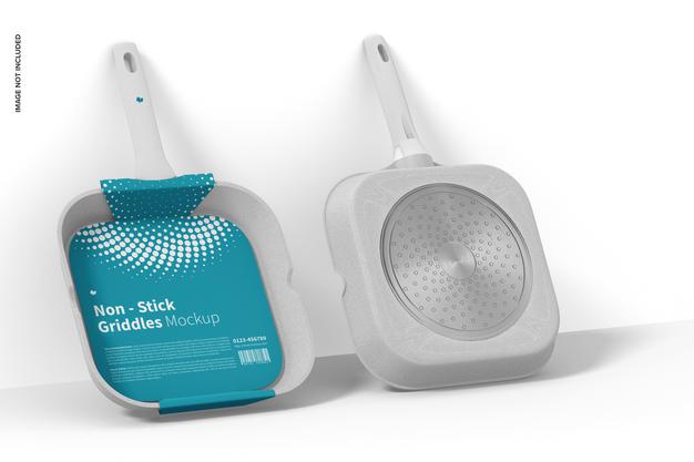 Free Non - Stick Griddles Mockup, Leaned Psd
