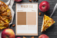 Free Notebook And Apple Pie On Table Psd
