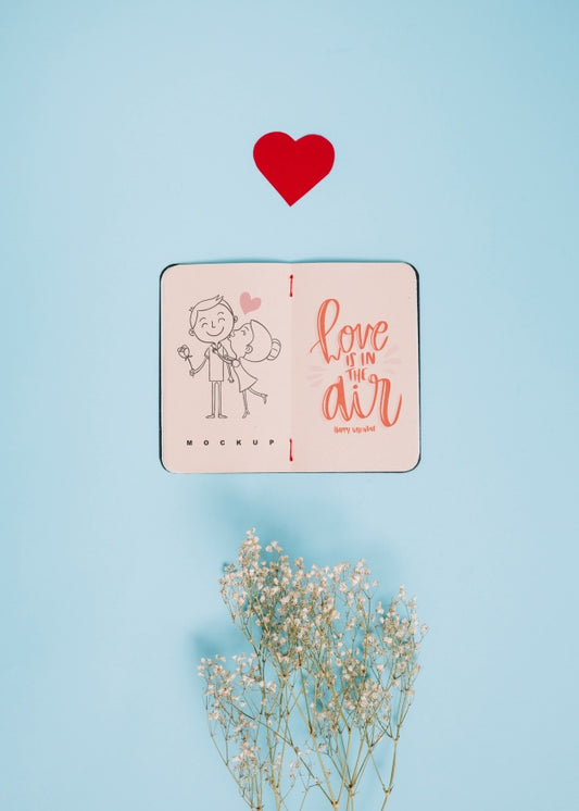 Free Notebook Mockup For Valentine Psd