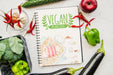 Free Notebook Mockup With Vegan Food Psd