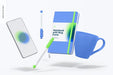 Free Notebook With Mug Mockup, Floating Psd
