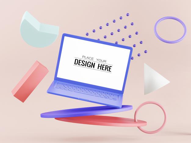 Free Notebook With Workspace Mockup Psd