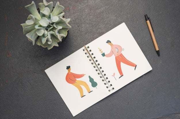 Free Notepad Mockup With Gardening Concept Psd