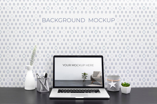 Free Office Desk Concept With Mock-Up Psd