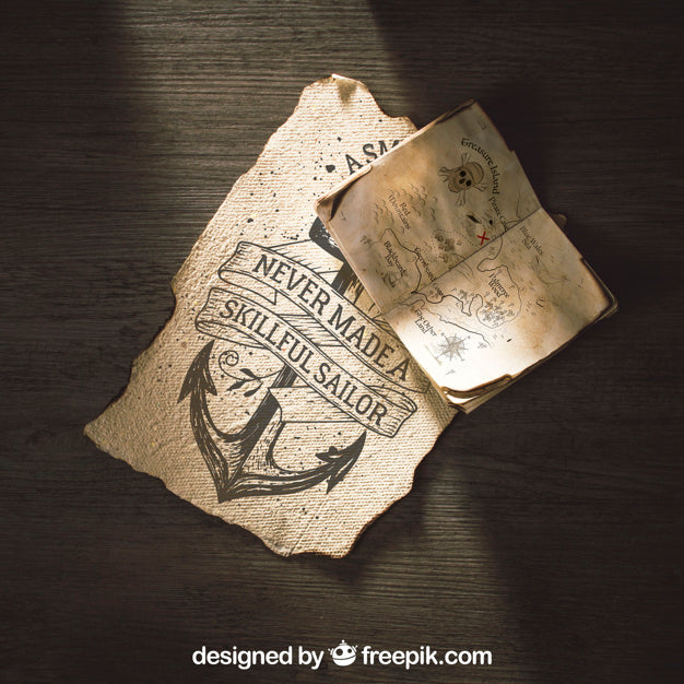 Free Old Paper Mockup With Sailing And Adventure Concept Psd