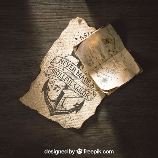Free Old Paper Mockup With Sailing And Adventure Concept Psd