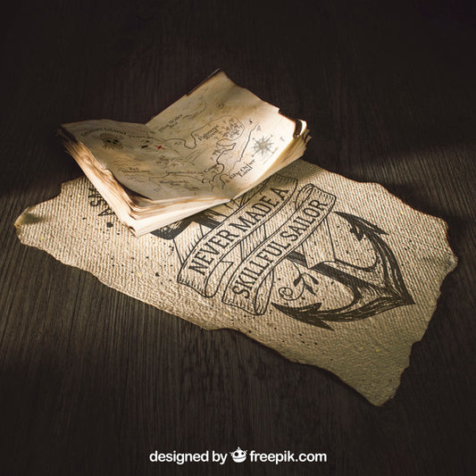 Free Old Paper Mockup With Sailing Concept Psd